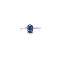 14 Karat White Gold Sapphire and Diamond Oval Ring