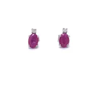 14 Karat White Gold Ruby and Diamond Earrings