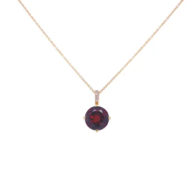 18 Karat Yellow Gold Garnet and Diamond Necklace