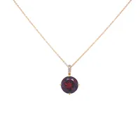 18 Karat Yellow Gold Garnet and Diamond Necklace