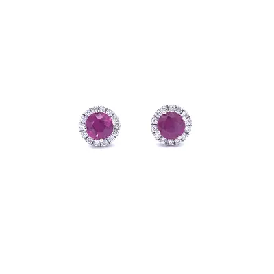 18 Karat White Gold Ruby and Diamond Earrings