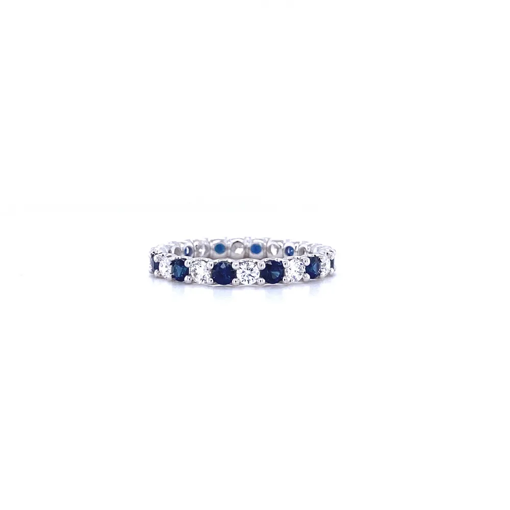 14 Karat Yellow Gold Sapphire and Diamond Eternity Band