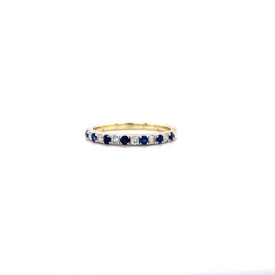 Karat Yellow Gold Sapphire and Diamond Band