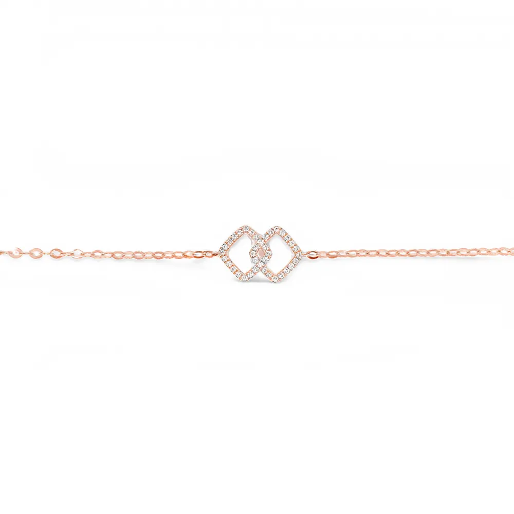 14 Karat Rose Gold Diamond Linked Chain Bracelet