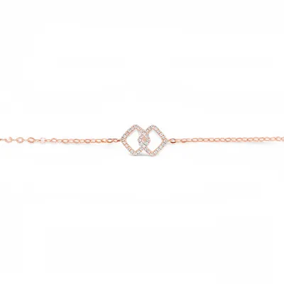 14 Karat Rose Gold Diamond Linked Chain Bracelet