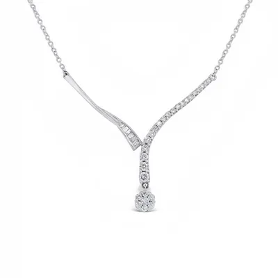 14 Karat White Gold 0.75ct Diamond Drop Necklace