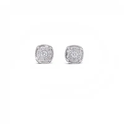 14 Karat White Gold Diamond Cluster Earrings