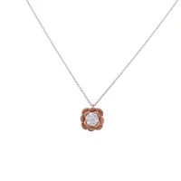 14 Karat Rose and White Gold Diamond Rose Necklace