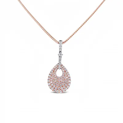 14 Karat Rose and White Gold Diamond Pave Necklace