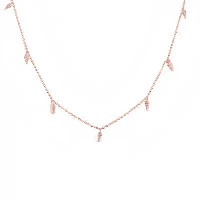 14 Karat Rose Gold Diamond Mini Spear Necklace