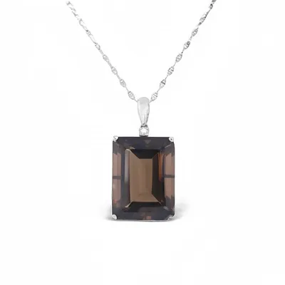 14 Karat White Gold Smoky Quartz Necklace