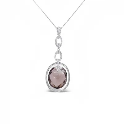 Karat White Gold Smoky Quartz and Diamond Necklace