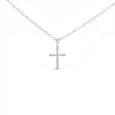 18 Karat White Gold Diamond Cross Necklace