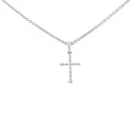 10 Karat White Gold Diamond Cross Necklace