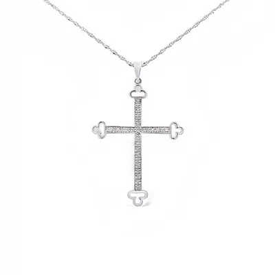 Karat White Gold Diamond Cross Necklace