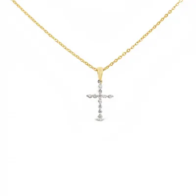 10 Karat Yellow Gold Diamond Cross Necklace