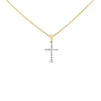 10 Karat Yellow Gold Diamond Cross Necklace