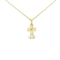 10 Karat Yellow Gold Diamond Cross Necklace