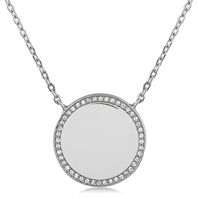 Sterling Silver Cubic Zirconia Disc Necklace