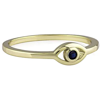 Sterling Silver Gold Plated Evil Eye Ring with Cubic Zirconia
