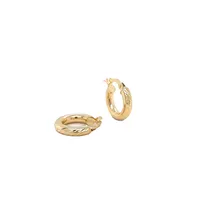 10 Karat Yellow Gold Sparkle Cut Small Hoop Earrings