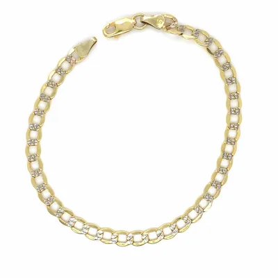 10 Karat Gold Two-Tone Curb Link Bracelet