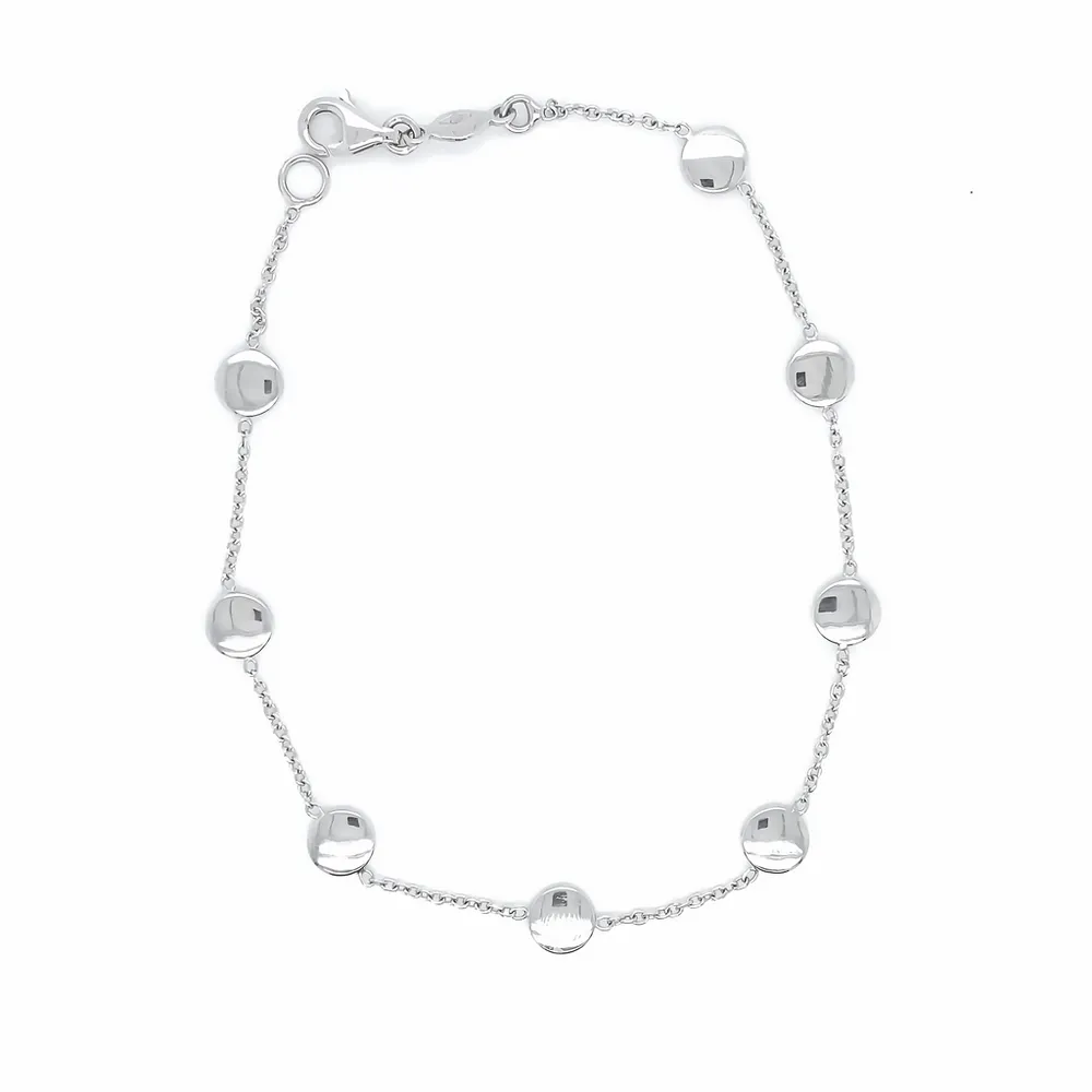 18 Karat White Gold Disc Chain Link Bracelet