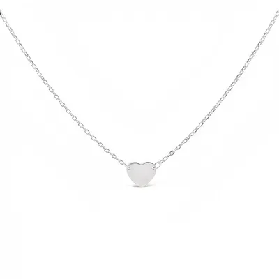 10 Karat White Gold Mini Heart Necklace