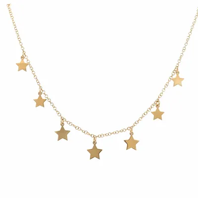 18 Karat Yellow Gold Star Necklace