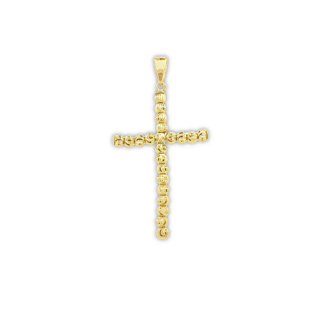 10 Karat Gold Sparkle Bead Cross Pendant