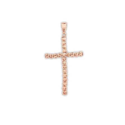 10 Karat Rose Gold Sparkle Bead Cross Pendant