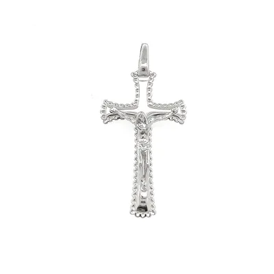 18 Karat White Gold Crucifix Cross Pendant