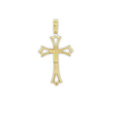 18 Karat Yellow Gold Double Cross Pendant