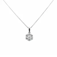 14 Karat White Gold Cluster 0.75 CTW Diamond Flower Necklace