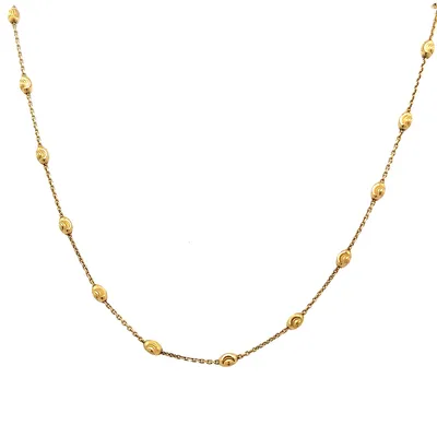 18 Karat Yellow Gold Oval Bead Chain Necklace
