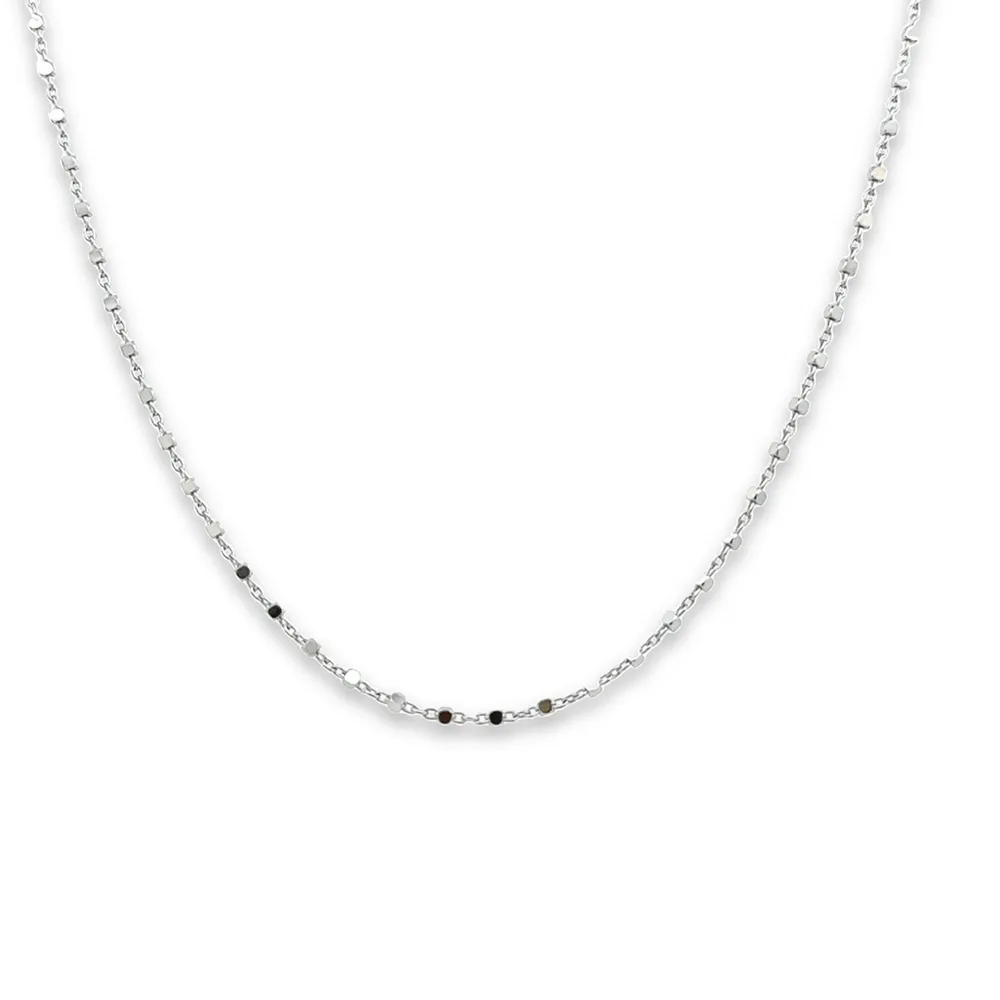 10 Karat White Gold Square Bead Chain