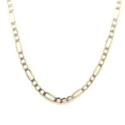 10 Karat Yellow and White Gold 3.5mm Figaro Link Chain