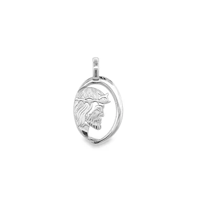 10 Karat White Gold Openwork Jesus Pendant