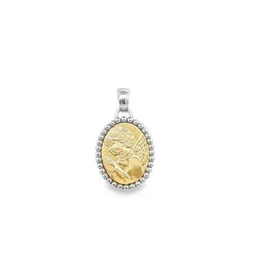 18 Karat Gold Angel Medallion Pendant