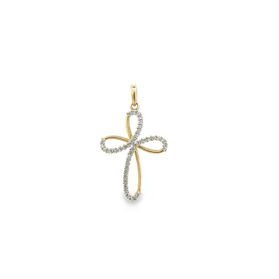 Karat Gold Cubic Zirconia Cross Pendant