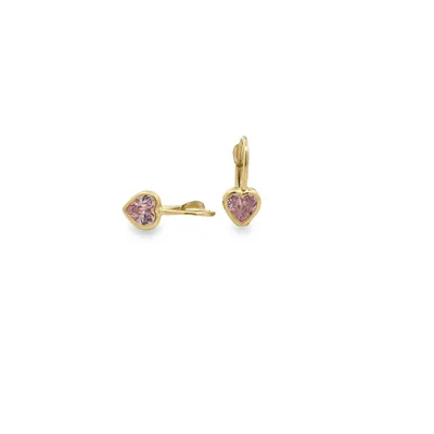 10 Karat Yellow Gold Heart Cubic Zirconia Earrings