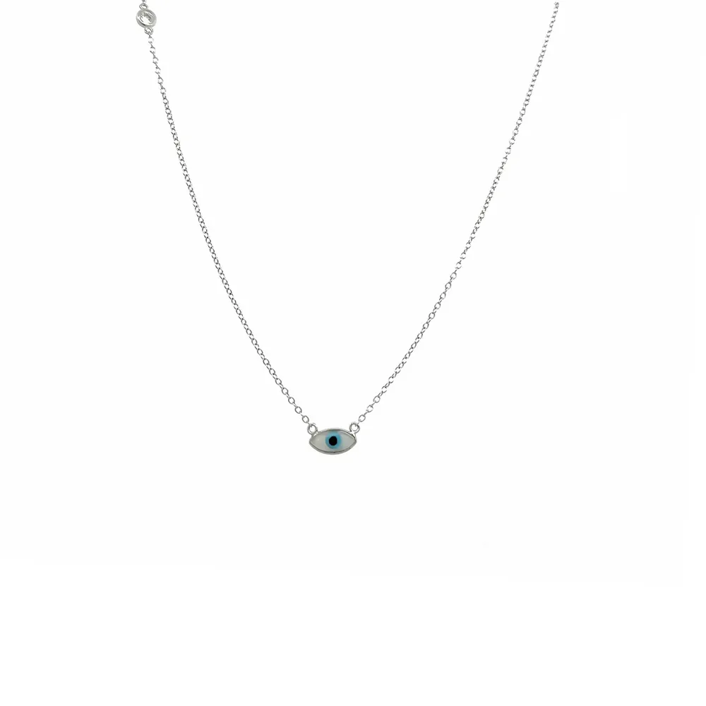 Sterling Silver Cubic Zirconia Evil Eye Necklace