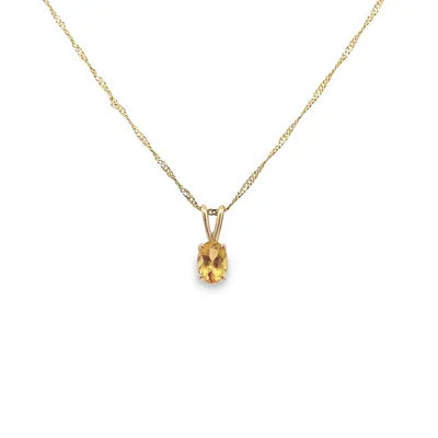 10 Karat Yellow Gold Citrine Oval Necklace