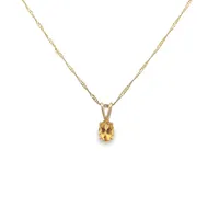 10 Karat Yellow Gold Citrine Oval Necklace