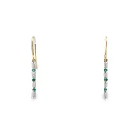 10 Karat Yellow Gold Emerald and Diamond Drop Earrings