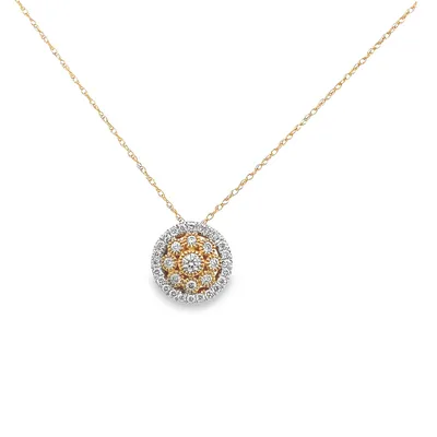 10 Karat White and Yellow Gold Diamond Necklace