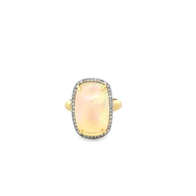 18 Karat Yellow Gold Opal and Diamond Ring