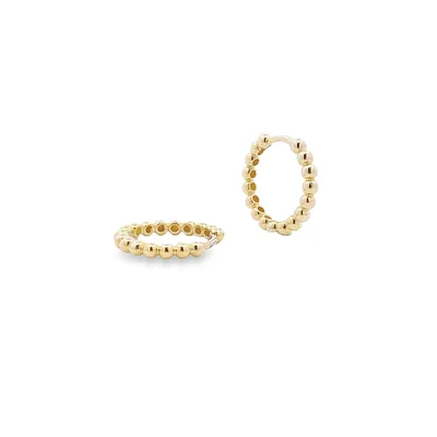 10 Karat Gold Small Beaded Hoop Earrings