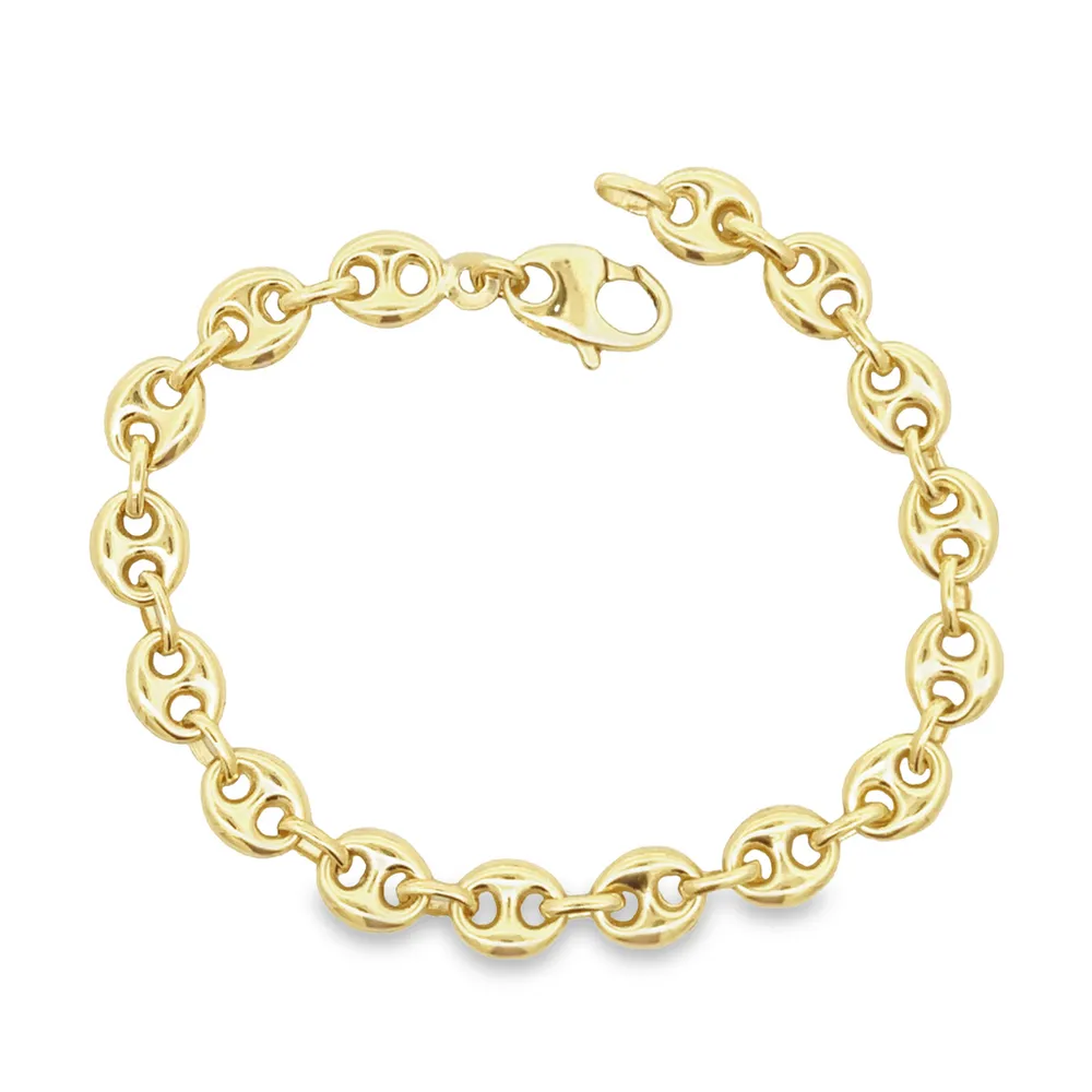 10 Karat Yellow Gold 7mm Puffed Mariner Link Bracelet