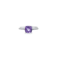 14 Karat White Gold Amethyst and Diamond Ring